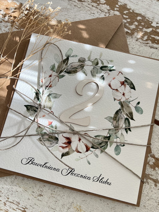kartki scrapbooking Wyjątkowa kartka ręcznie robiona z okazji 2 rocznicy ślubu