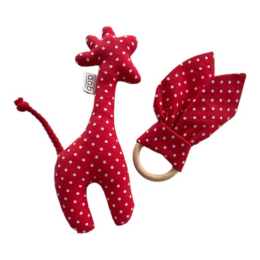zabawki - inne Zestaw żyrafa i uszy Czerwony w białe groszki
