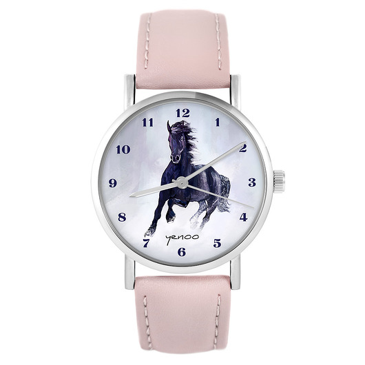 zegarki damskie Zegarek - Czarny koń, cyfry - pudrowy lila