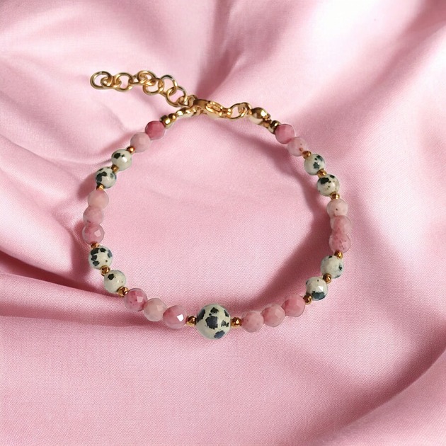 bransoletki z kamieni naturalnych Jaspis dalmatyński i rodonit bransoletka