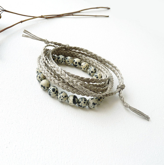 bransoletki z kamieni naturalnych Kamień dalmatyński 8 mm zestaw bransoletek  v. 2