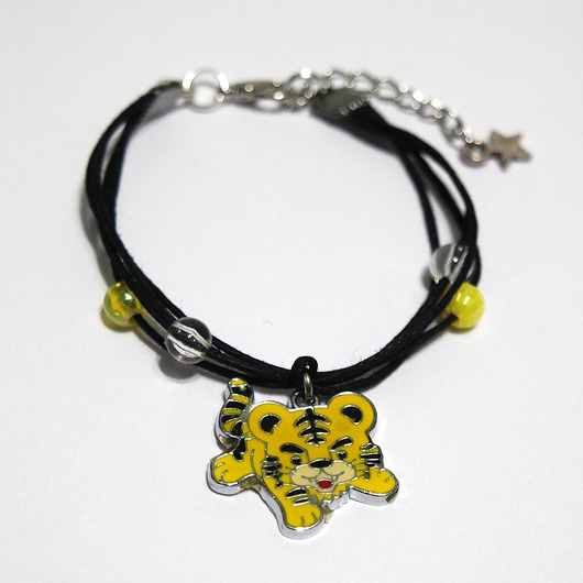 bransoletki na sznurku Bransoletka - Tygrysek żółty
