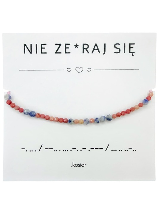 bransoletki na sznurku Bransoletka z alfabetem Morse Rodonit, Sodalit