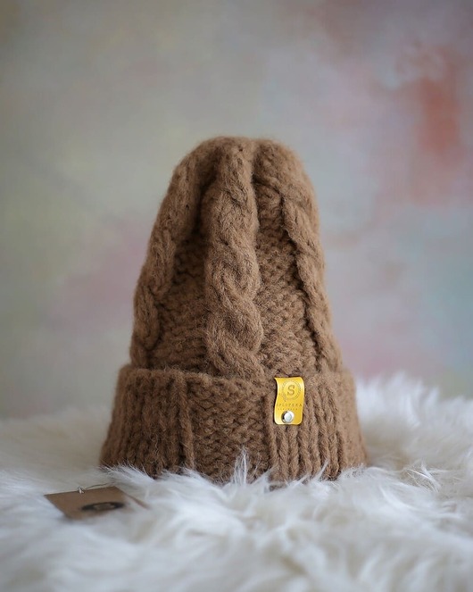 czapki damskie Wełniana czapka z alpaki z warkoczami LULLABY toffi