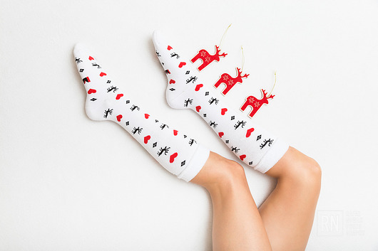 Ciepłe Skarpetki w renifery i serduszka MAD Socks