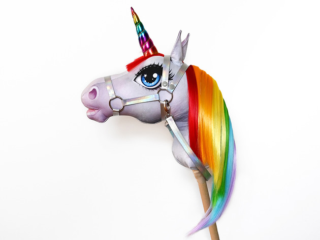 zabawki - inne Hobby horse, tęczowy jednorożec - koń na patyku