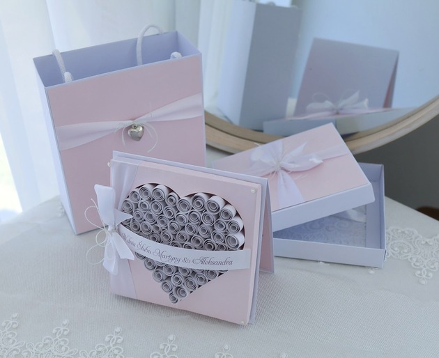 kartki scrapbooking Prezent ślubny pastelowe serce