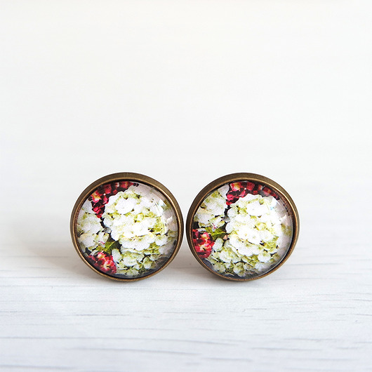 klipsy Klipsy - Hortensja - antyczny brąz