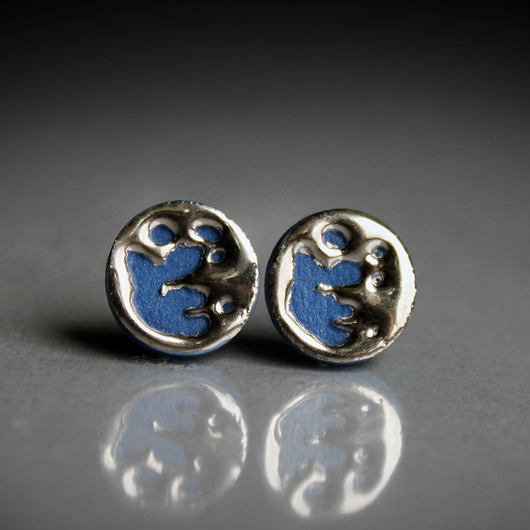 kolczyki ceramiczne BLUE MOON 11mm/stal chirurgiczna/