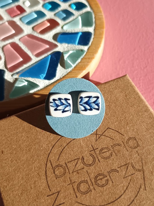 kolczyki ceramiczne Kolczyki ceramiczne w kobaltowe wzory
