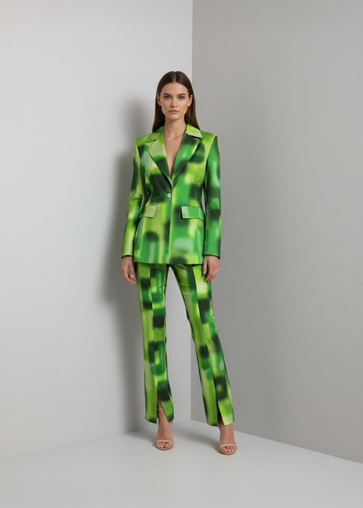 komplety damskie Zielony bawełniany garnitur damski