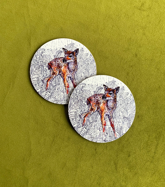 podkładki do kuchni Podkładki pod kubek- Jelonek- Zwierzaki leśne- ilustracja