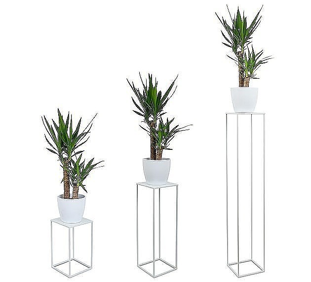 Kwietnik Metalowy Nowoczesny Stojący 70 cm Biały MIA home