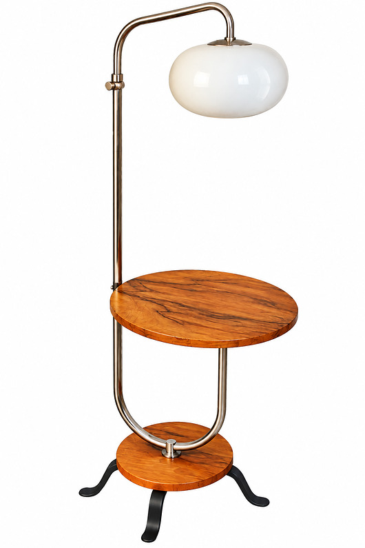 lampy podłogowe Lampa podłogowa ze stolikiem, lata 40.