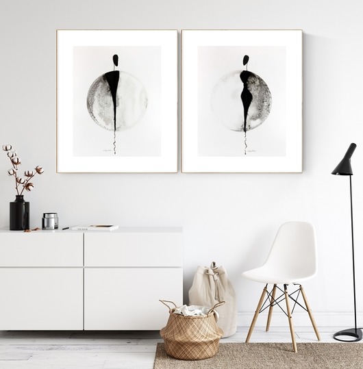 Zestaw 2 grafik 40 x 50 cm wykonanych ręcznie Krystyna Siwek Art