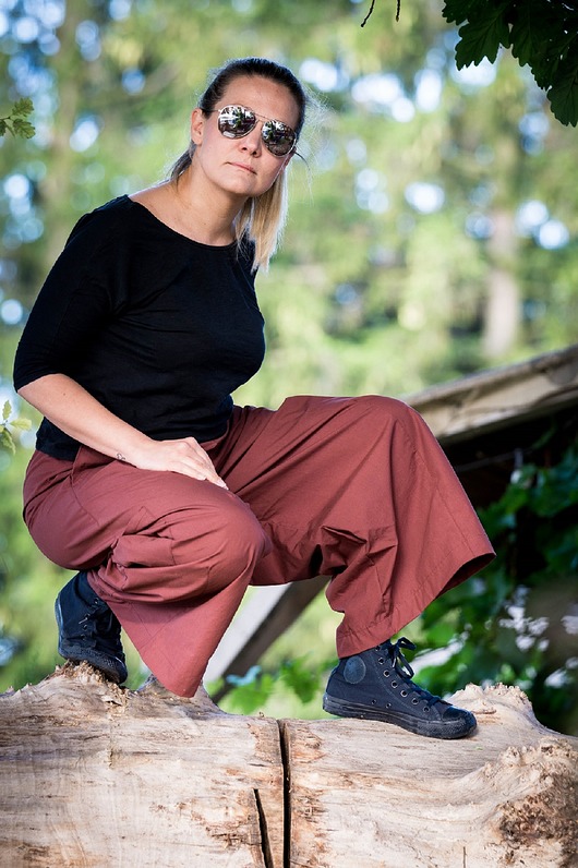 Spodnie szerokie rude z popeliny soie star