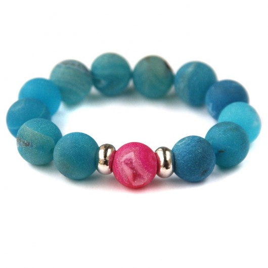 agat DRUZY mrożony BLUE & pink XXL kaktusia