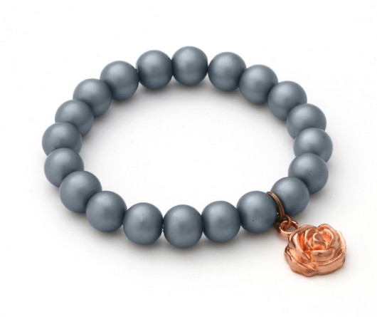 Mat glass with rose pendant in dirty blue. Lavoga