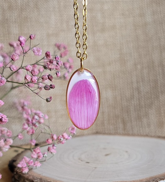 wisiory Wieczne kwiaty złota zawieszka jajowata suszone kwiatowy różowa