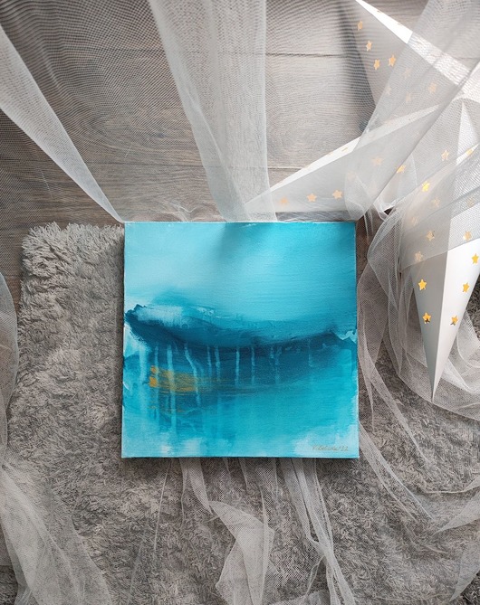 obrazy Obraz ręcznie malowany na płótnie 29x29 cm - abstrakcyjny pejzaż