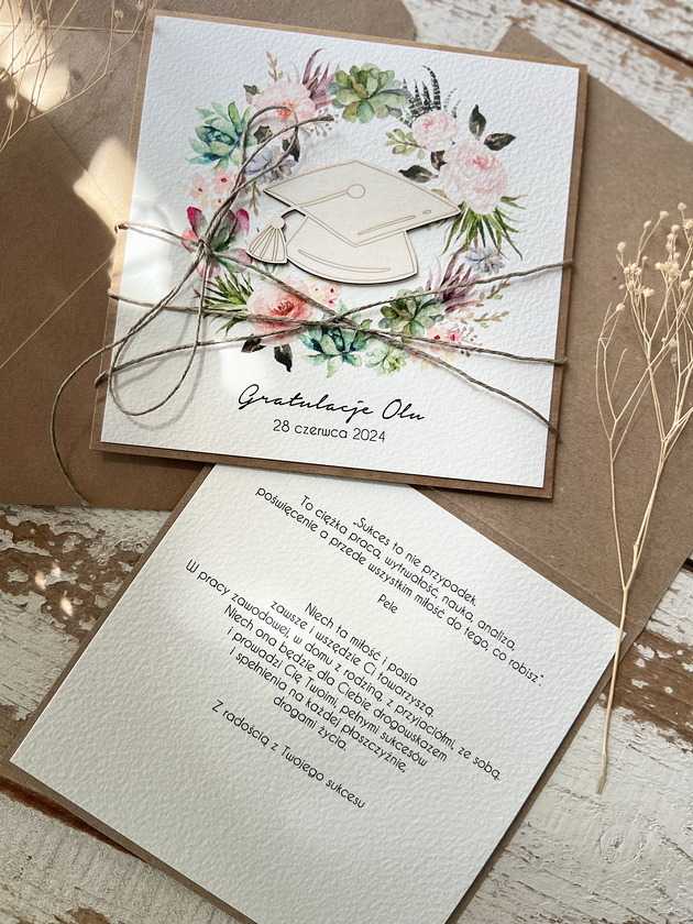 kartki scrapbooking Personalizowana ręcznie robiona kartka gratulacje dla mgr dr