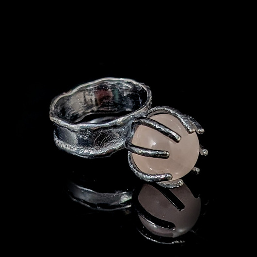 pierścionki srebrne Pierścionek magiczna kula- kwarc różowy