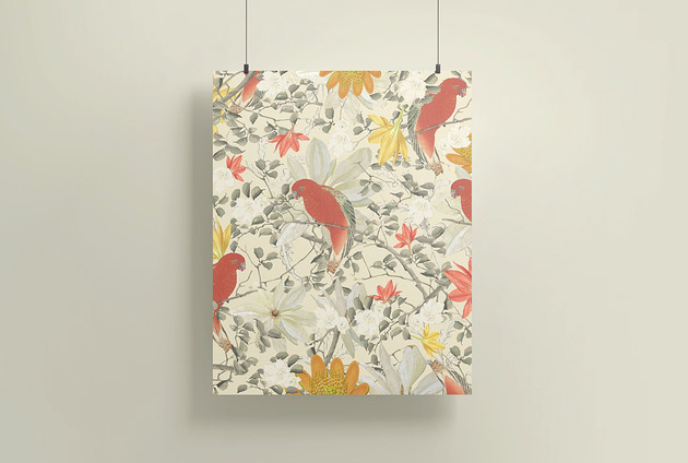plakaty Plakat - 40x50 cm - Kwiaty i Ptaki - kolaż
