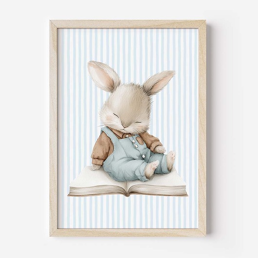 obrazy i plakaty do pokoju dziecięcego Plakat Na Ścianę Dla Chłopca Niebieskie króliczki nr. 13