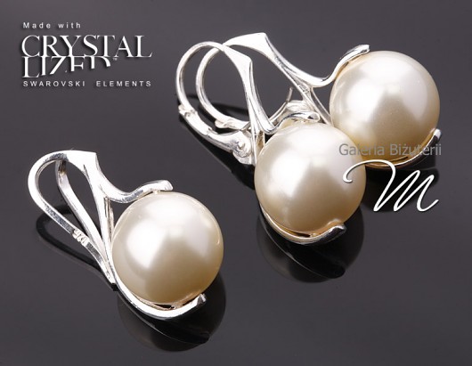 Perły w objęciach - komplet kryształ Swarovski ECRU mellody