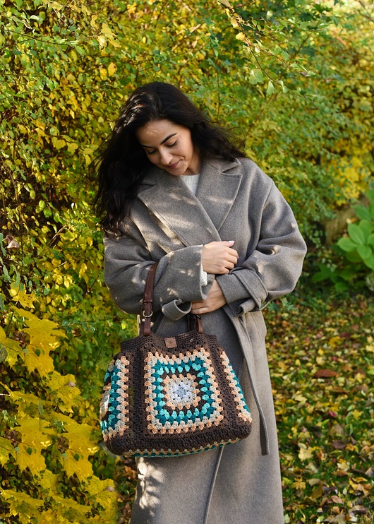 torby na ramię Duża torebka na szydełku granny square