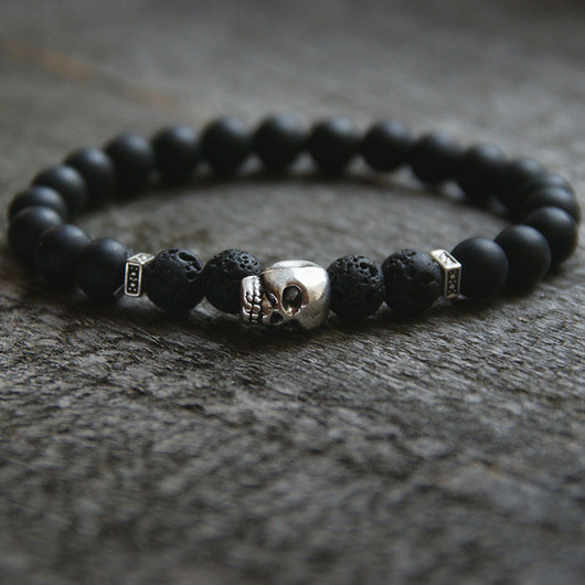 męska bransoletka :: black lava & skull III kaktusia