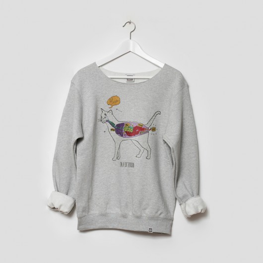 bluza surowo wykończona I'm a cat person SzaraBluza