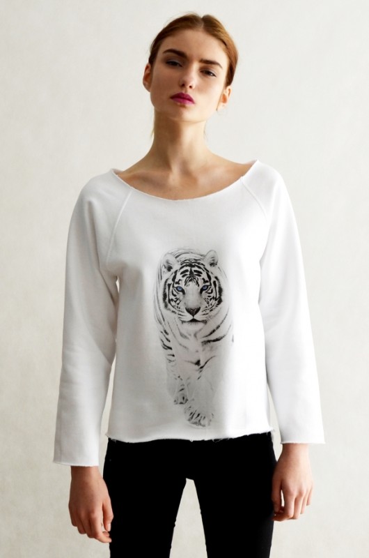 WHITE TIGER biała bluza oversize GAU great as You