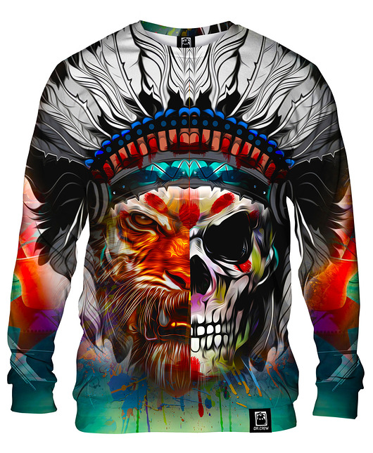 bluzy męskie Bluza Bez Kaptura Męska DR.CROW Indian Tiger