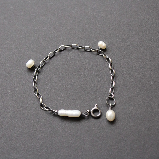 bransoletki z kamieni naturalnych Unikatowa bransoletka - Perły w oksydzie I