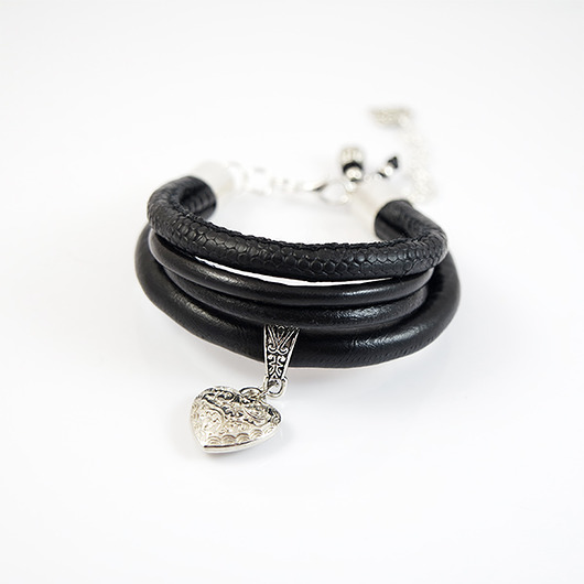 bransoletki skórzane Bransoletka - Serce ornamentowe - rzemienie