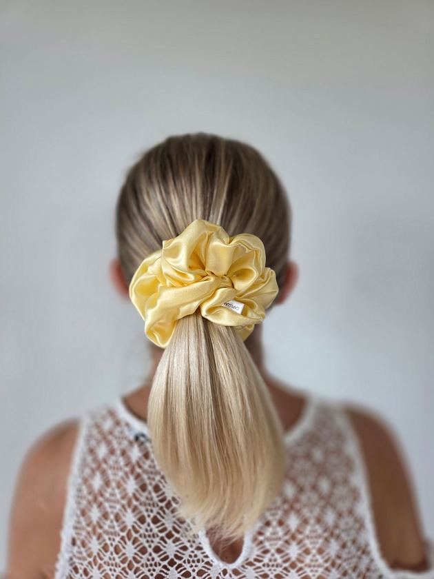 gumki do włosów Gumka jedwabna, scrunchie, frotka lemon aura MAXI
