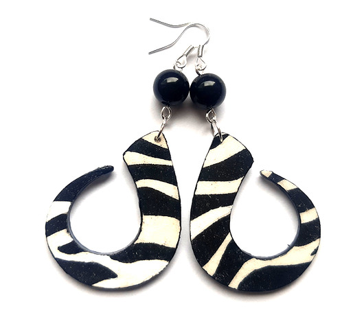 kolczyki drewniane Zebra (zamówienie)