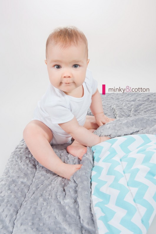 Mięciutki kocyk minky -turkus- 75x100. Minky and Cotton