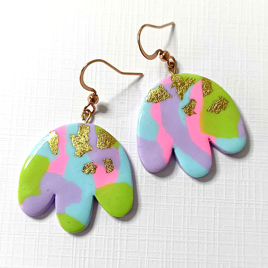 kolczyki z masy plastycznej Pastelowe Kolczyki Tulipany