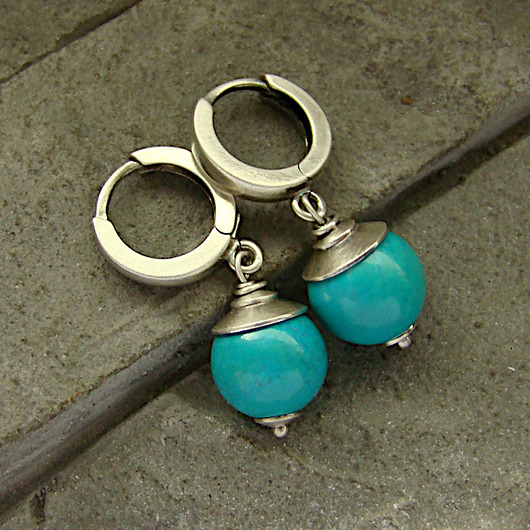 kolczyki z kamieniami Kolczyki turkusowe