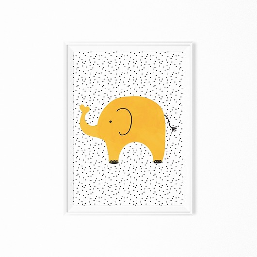 Plakat yellow elephant A5 myscandi
