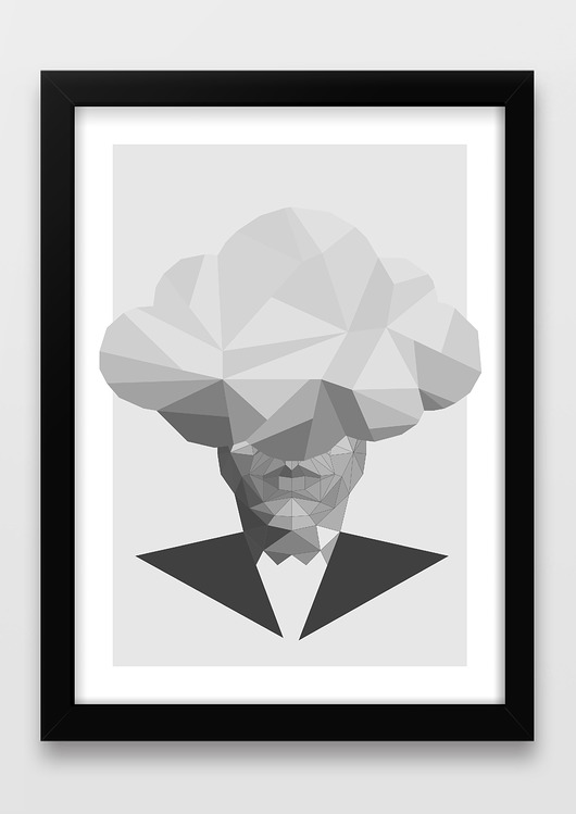 Głowa w chmurach - szary|  PLAKAT 50x70 Oskar Tomecki