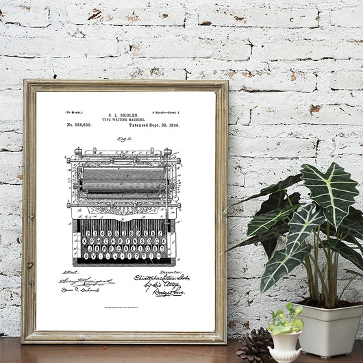 Plakat TYPE WRITING MACHINE PATENT muybien