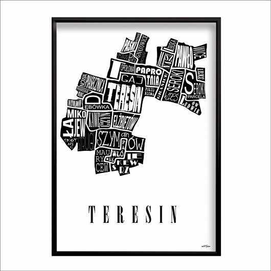 plakaty Mapa - TERESIN plakat czarno biały