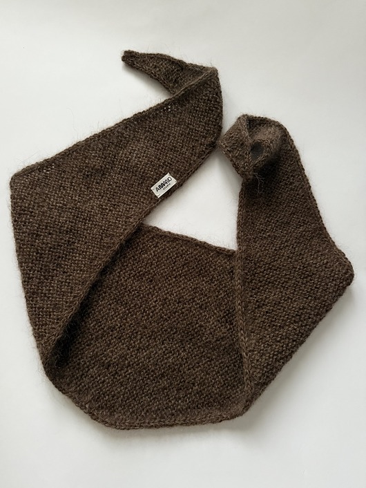 szale damskie Chocolate brown alpaca hand knitted scarf.
