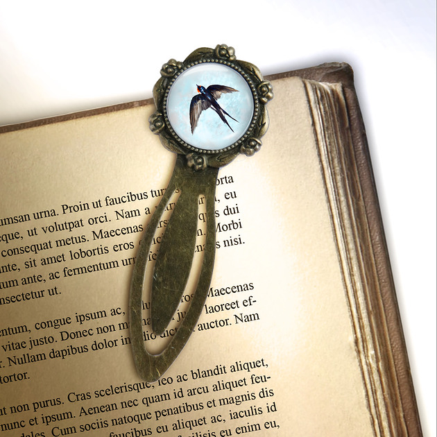 zakładki do książek Zakładka do książki - Jaskółka - klips, brąz