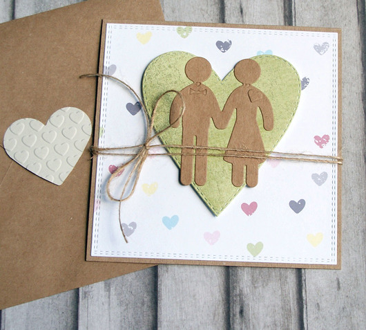 kartka ślubna :: ludziki :: pastel hearts kaktusia