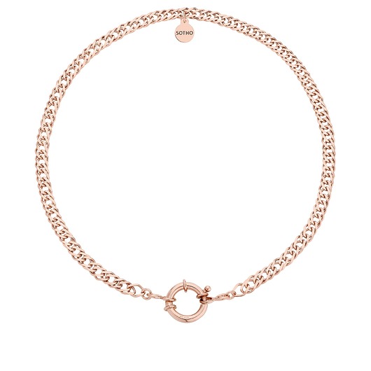 złote naszyjniki Masywny łańcuch z ozdobnym zapięciem z różowego złota