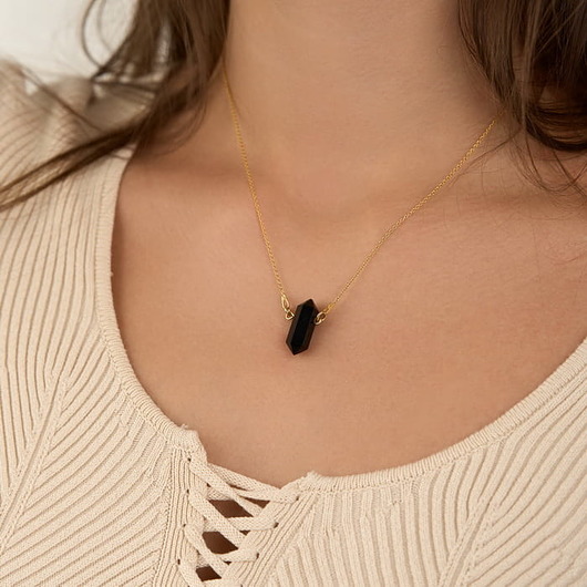 złote naszyjniki Naszyjnik onyks- srebro 925 pozłacane